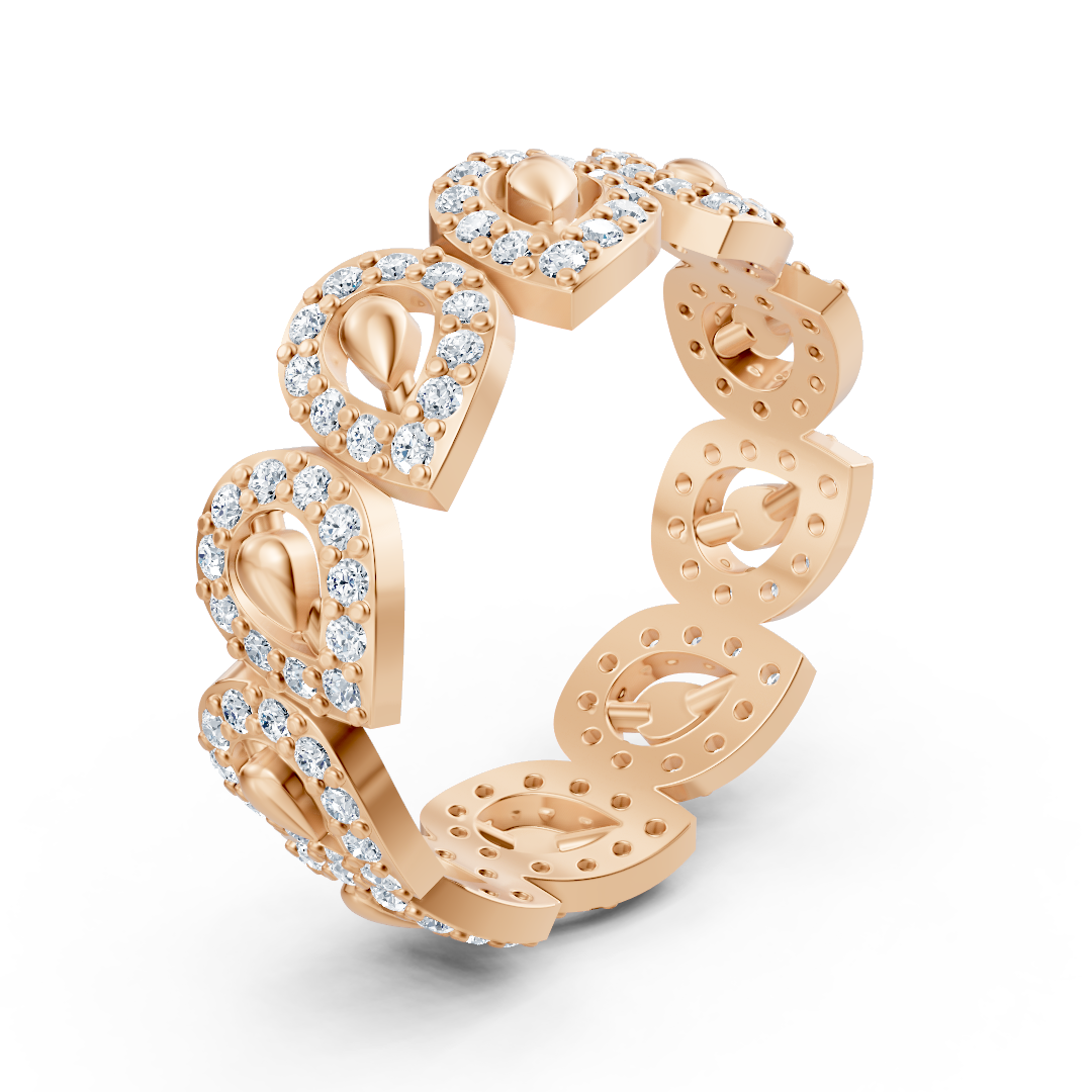 Opulent rose gold ring with diamonds – sparkling sea of ​​flowers design