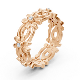 Bague fleur Pırlanta en or rose 14 carats « Delicate Blossom »