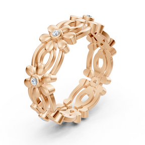 Bague fleur Pırlanta en or rose 14 carats « Delicate Blossom »