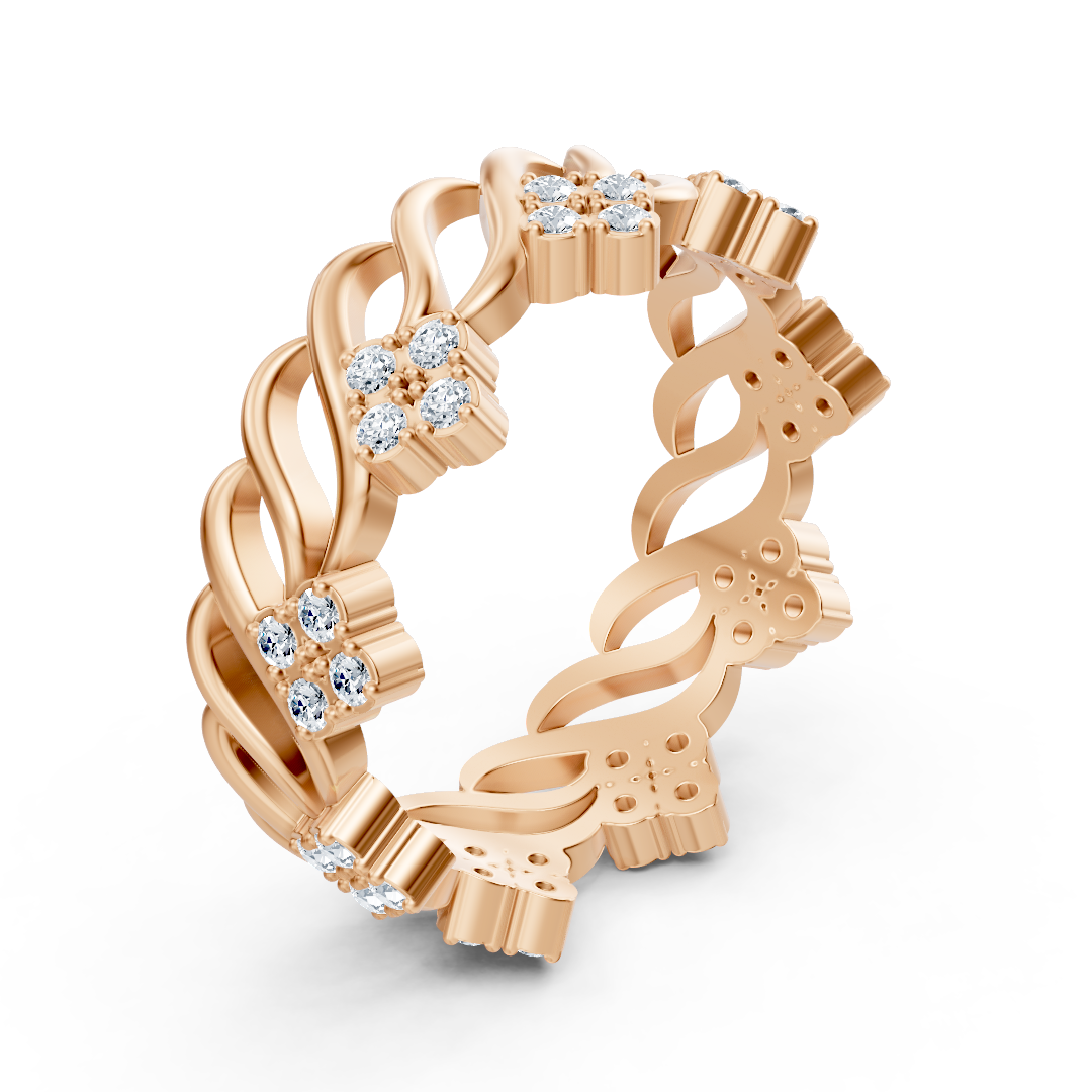 14 Karat Rosegold Diamant Bandring "Eisblume"
