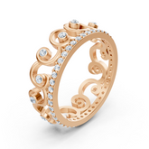 14 carat rose gold diamond princess crown ring "Royal Grace"