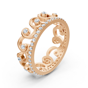 14 carat rose gold diamond princess crown ring "Royal Grace"