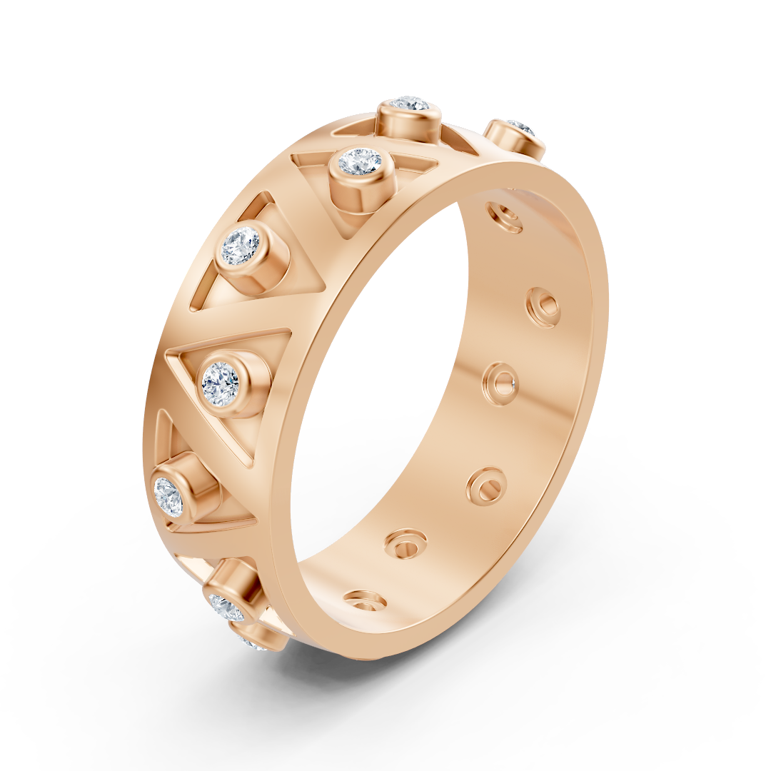 Birgie 14K Rose Gold Diamond Zigzag Ring - Modern Swing