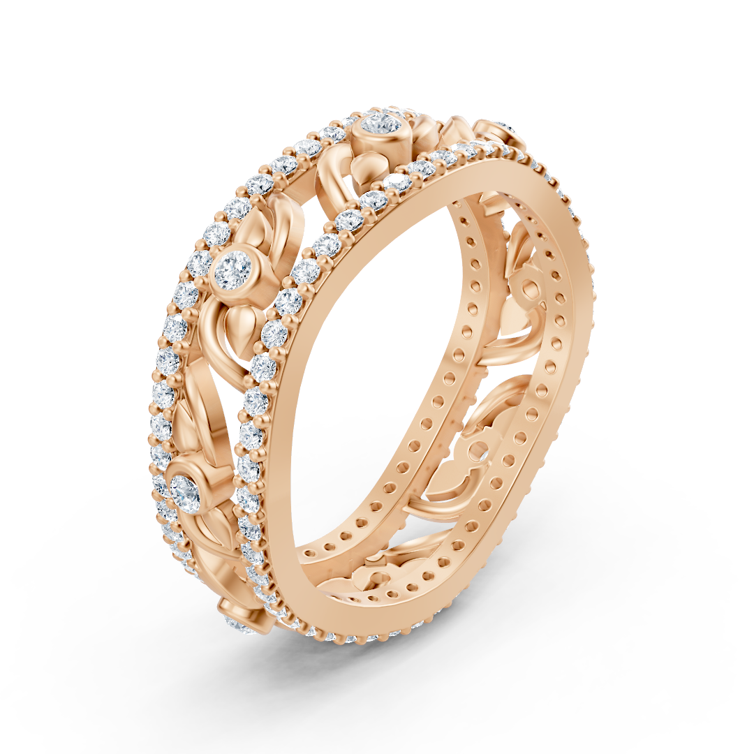 Birgie 14K Rose Gold Diamond Heart Vine Ring - Romantic Elegance