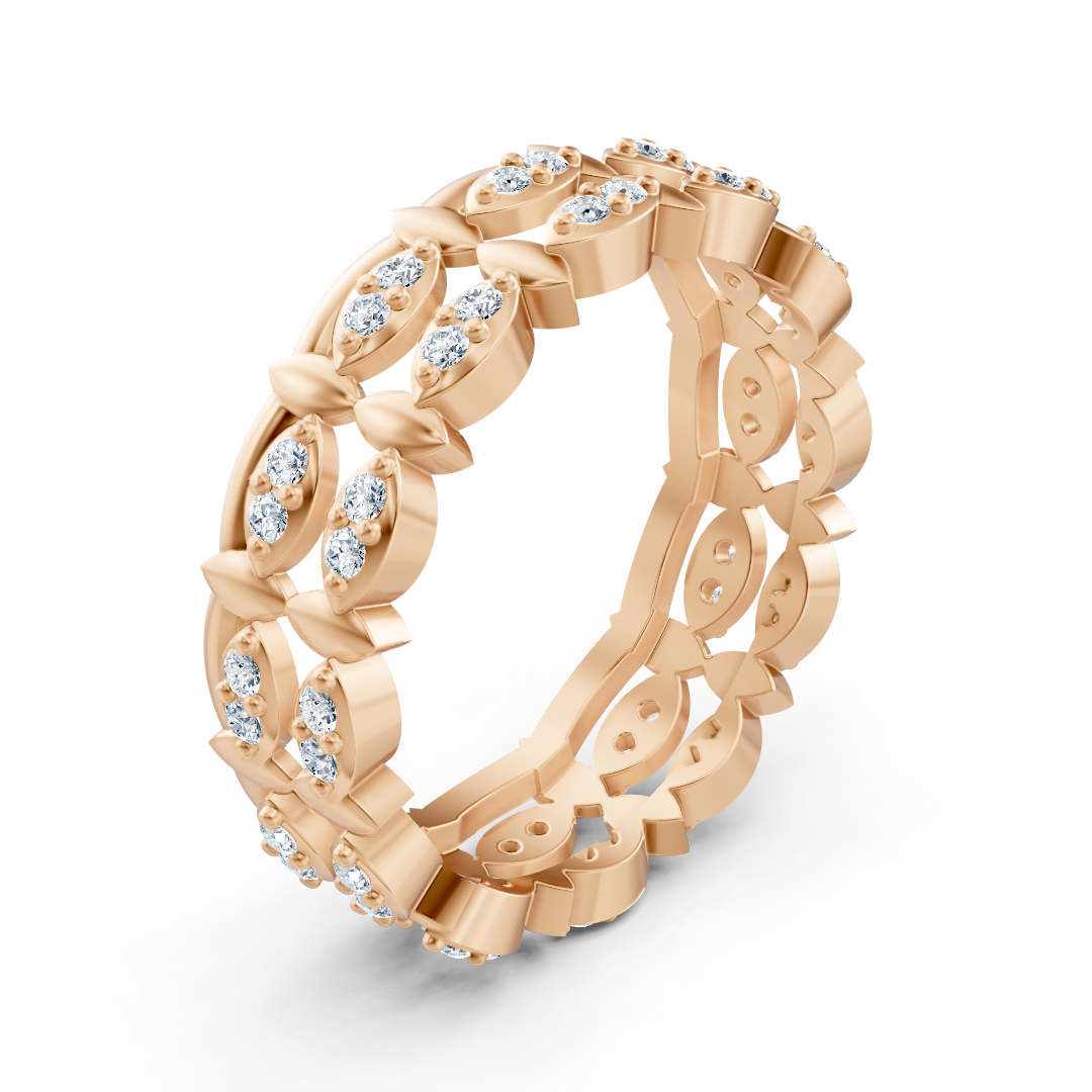 Birgie 14K Rose Gold Diamond Eternity Ring - Timeless Marquise Elegance