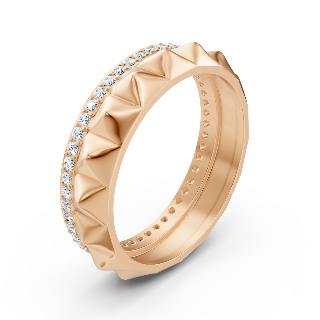 Eleganter Rotgold-Ring mit Runddiamanten im Prong-Design