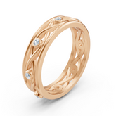 Bague élégante en or rose avec diamants ronds en forme de lunette