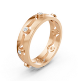 Bague élégante en or rose avec diamants ronds en forme de lunette