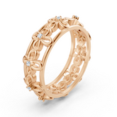 Bague élégante en or rose avec diamants ronds en forme de griffes
