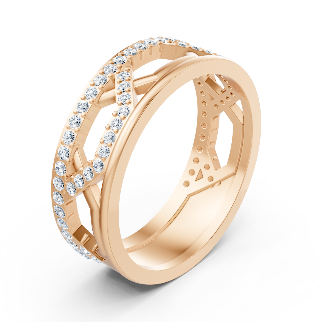 Rosegold-Ring mit Runddiamanten im Prong-Design