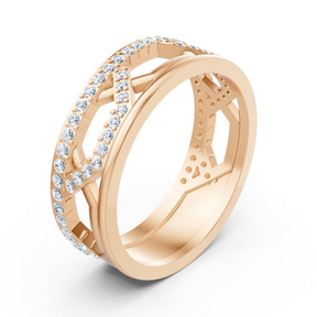 Rosegold-Ring mit Runddiamanten im Prong-Design