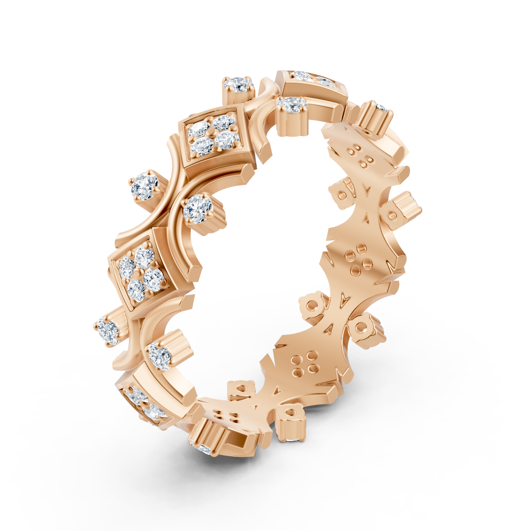 Rose gold ring with round diamonds