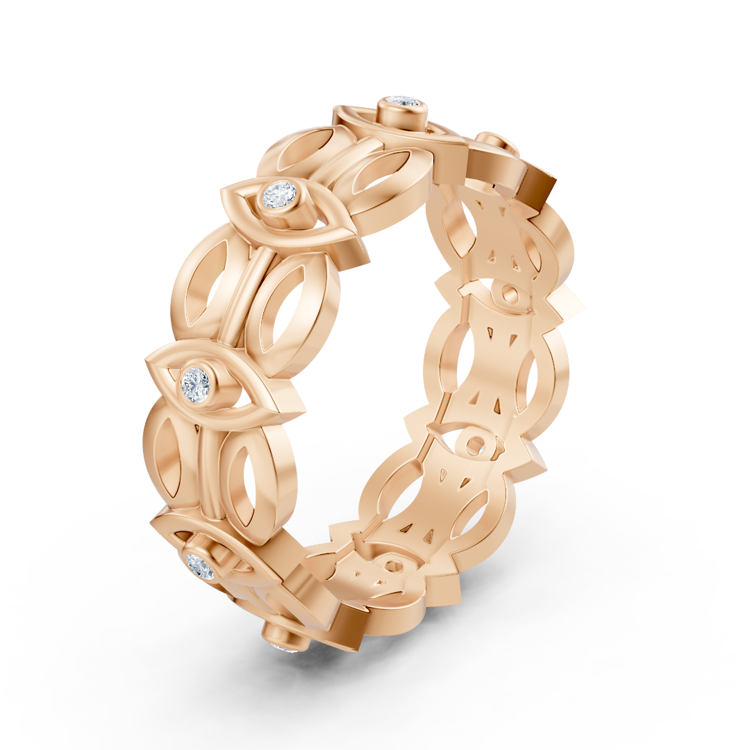 Zargenfassung Diamant Rund Roségold Ring