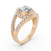 Rose gold diamond halo engagement ring
