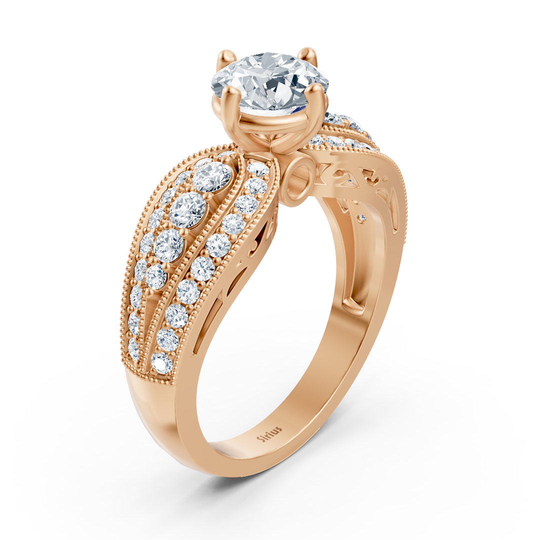 Extravaganter Weisstopas Diamant Verlobungsring aus 14 Karat Roségold