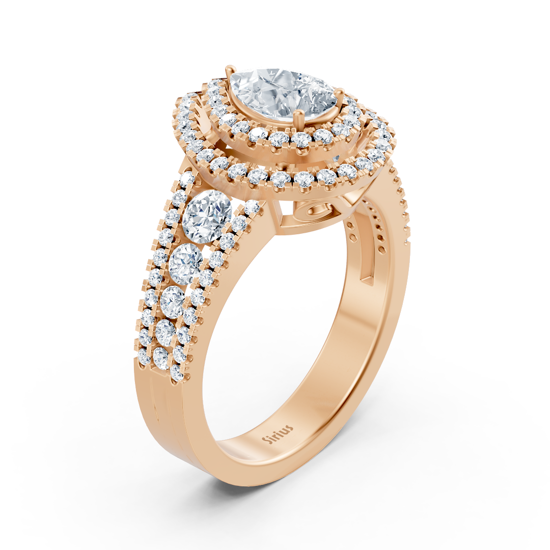 Birgie Halo Diamond &amp; Sapphire Engagement Ring Rose Gold