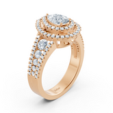 Birgie Halo Diamond &amp; Sapphire Engagement Ring Rose Gold