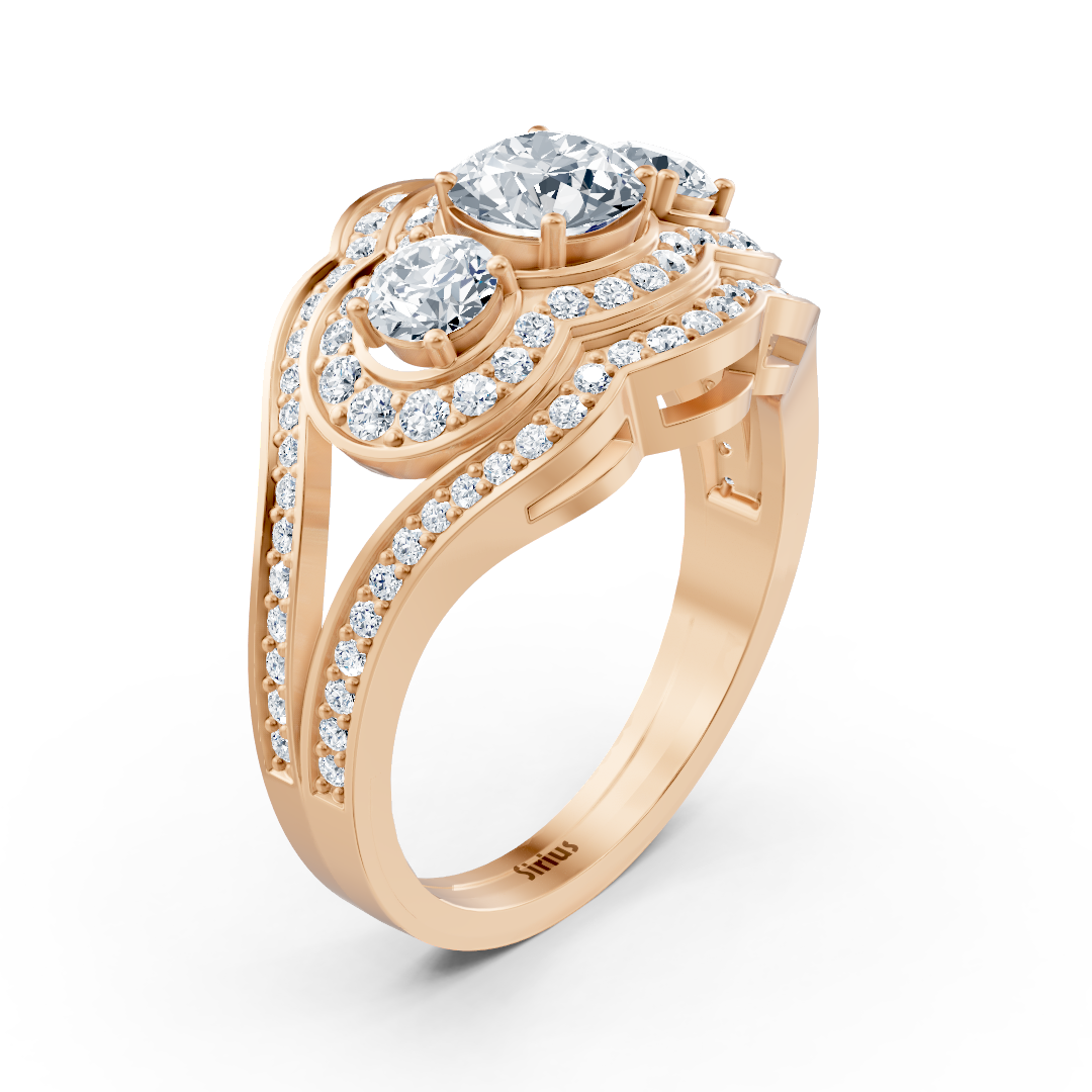 Diamond vintage engagement ring in rose gold