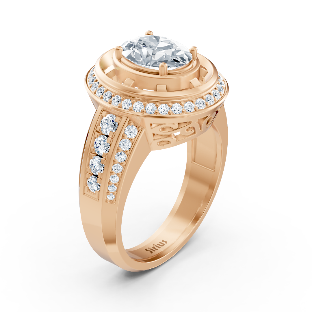 Rose gold halo engagement ring with diamonds &amp; tourmaline