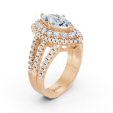 Roségoldener Halo-Ring mit Marquise-Diamant & Weisstopas