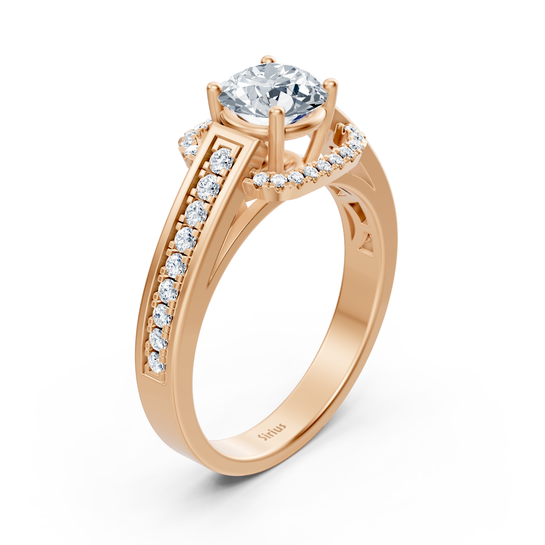 Eleganter Roségold Seitenstein Weisstopas Diamantring