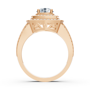 Rose Gold Square Halo Diamond Ring