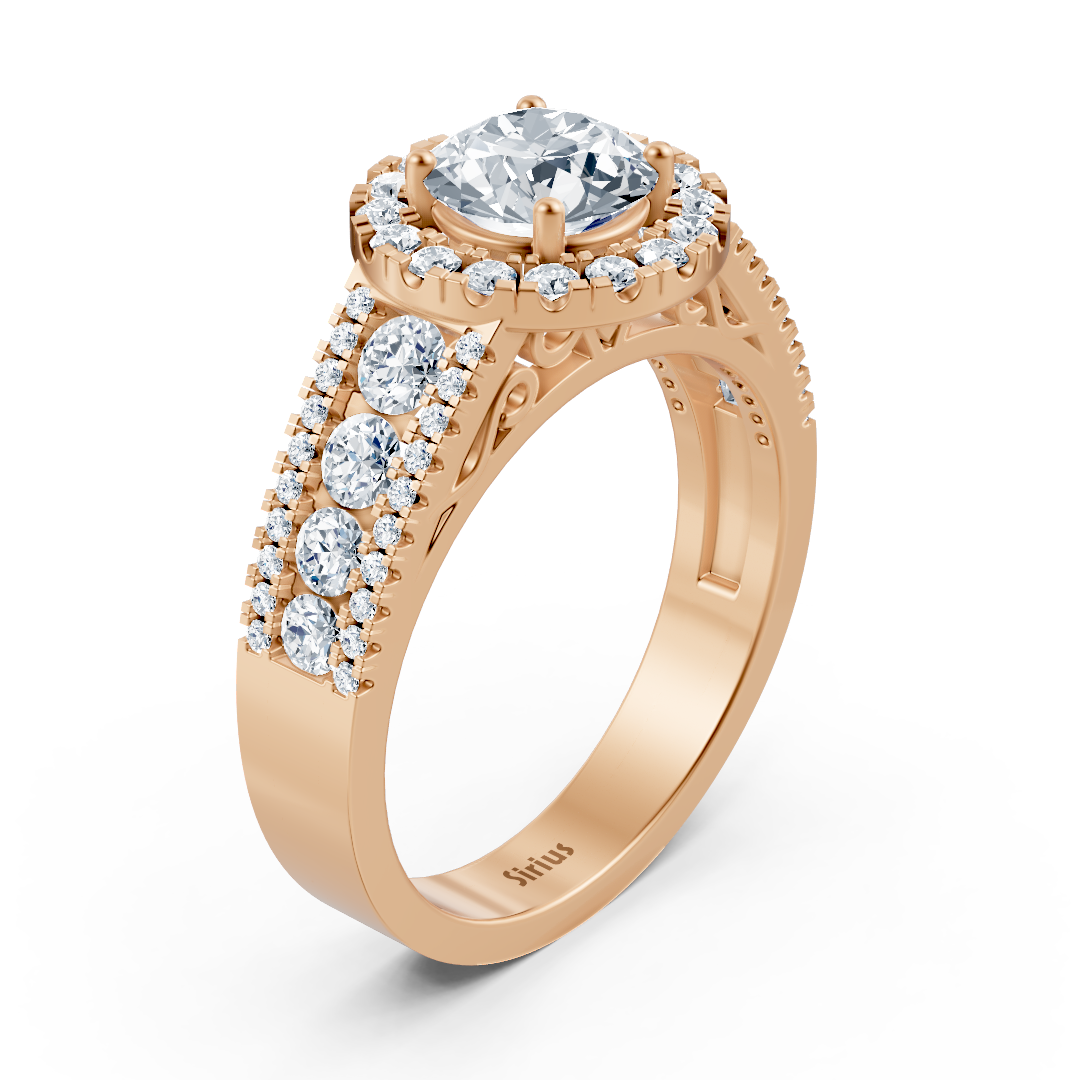 Halo diamond ring rose gold