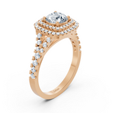 Double Halo Diamond Ring Rose Gold