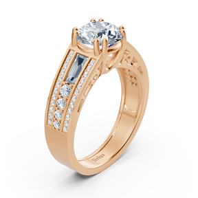 Diamantring Roségold mit Baguetteschliff