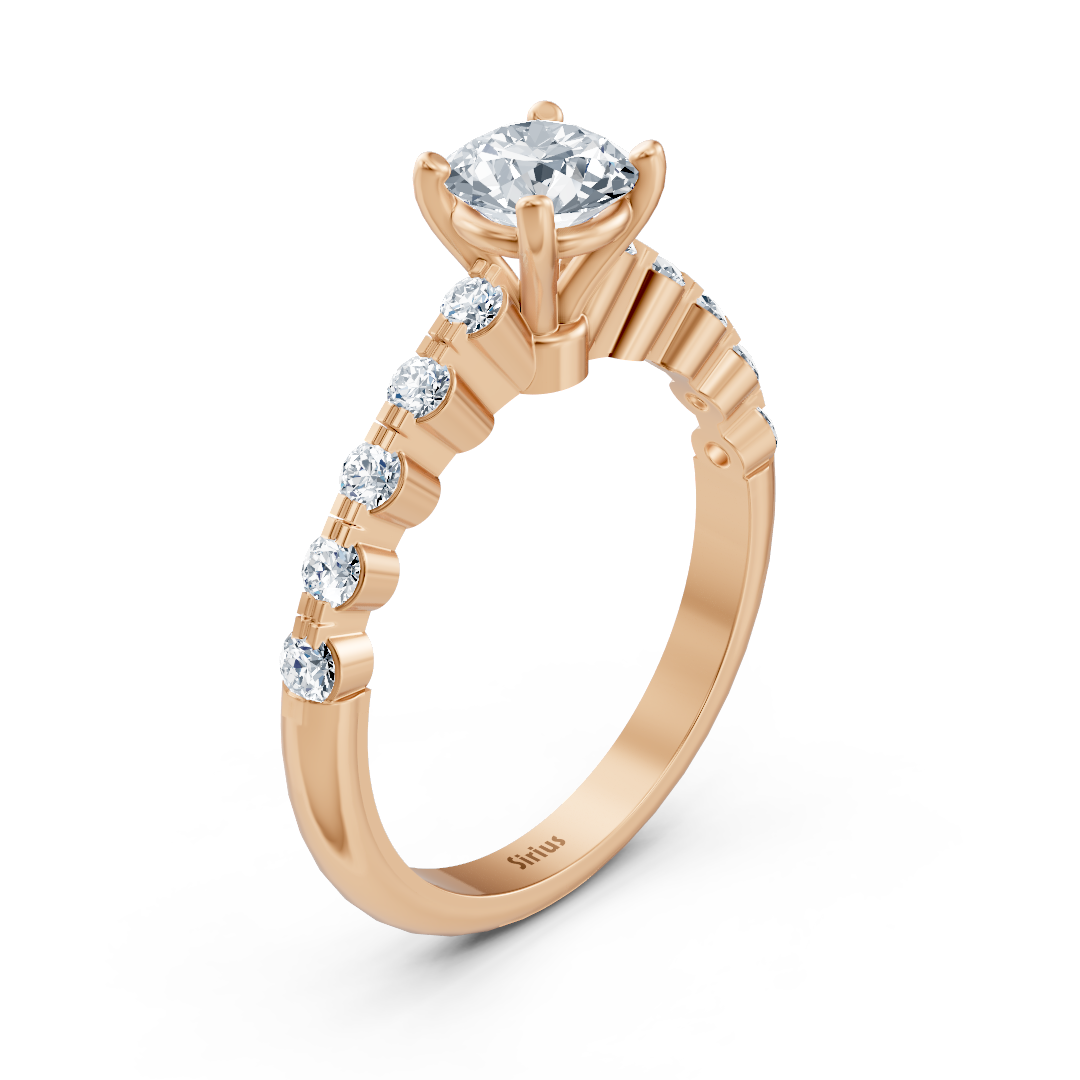 Half Eternity &amp; Solitaire Diamond Ring Rose Gold