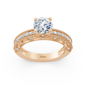 Bague en or rose 14 carats avec diamant taille ronde