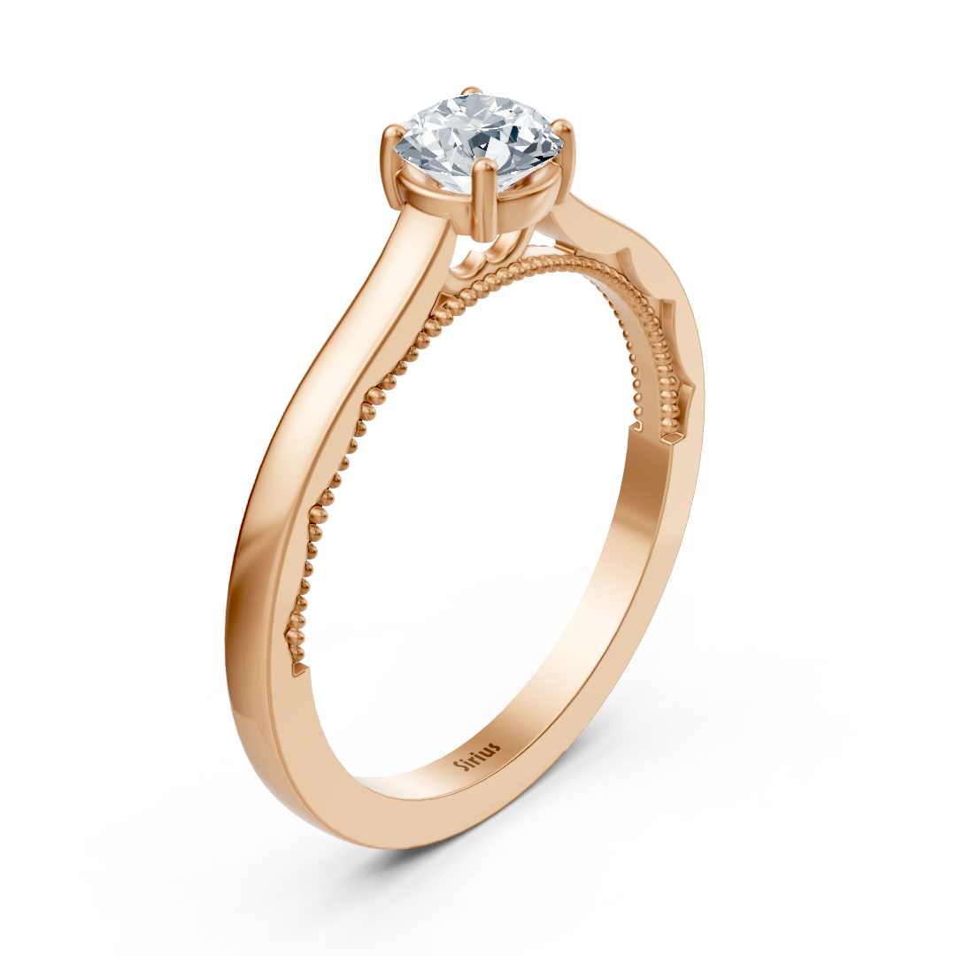 Bague solitaire en or rose Birgie Sirius avec diamant taille ronde