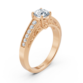 Bague Birgie en or rose avec diamants taille ronde sertis canal