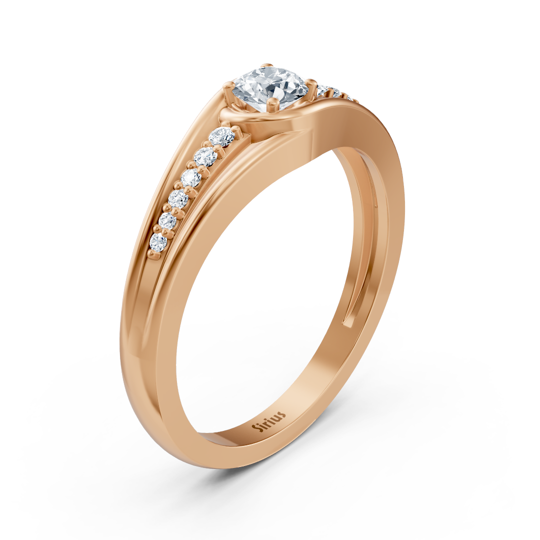 Bague en or rose avec diamants latéraux de 0,30 carat