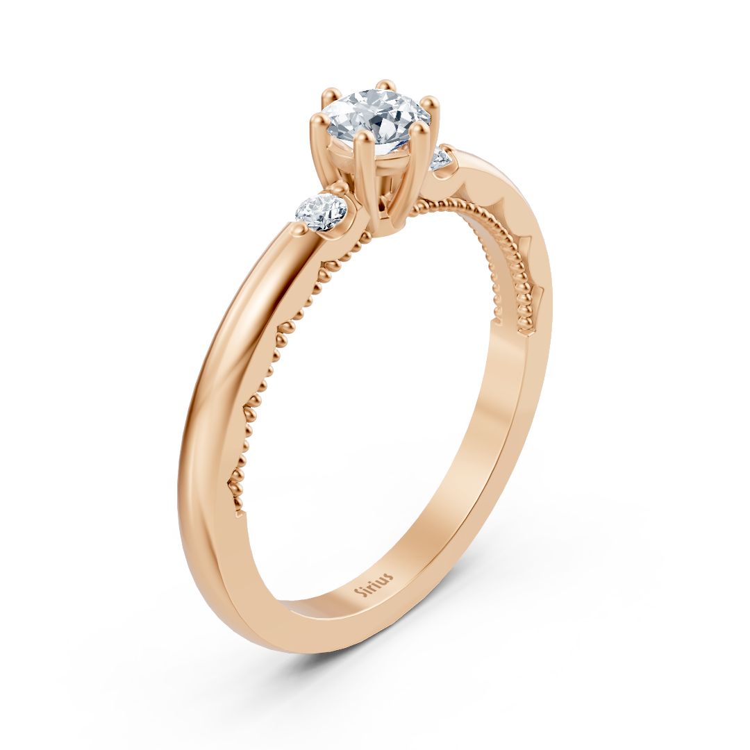 Bague en or rose avec diamant solitaire de 0,25 carat