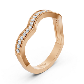 Alliance courbée en or rose avec diamant de 0,19 carat