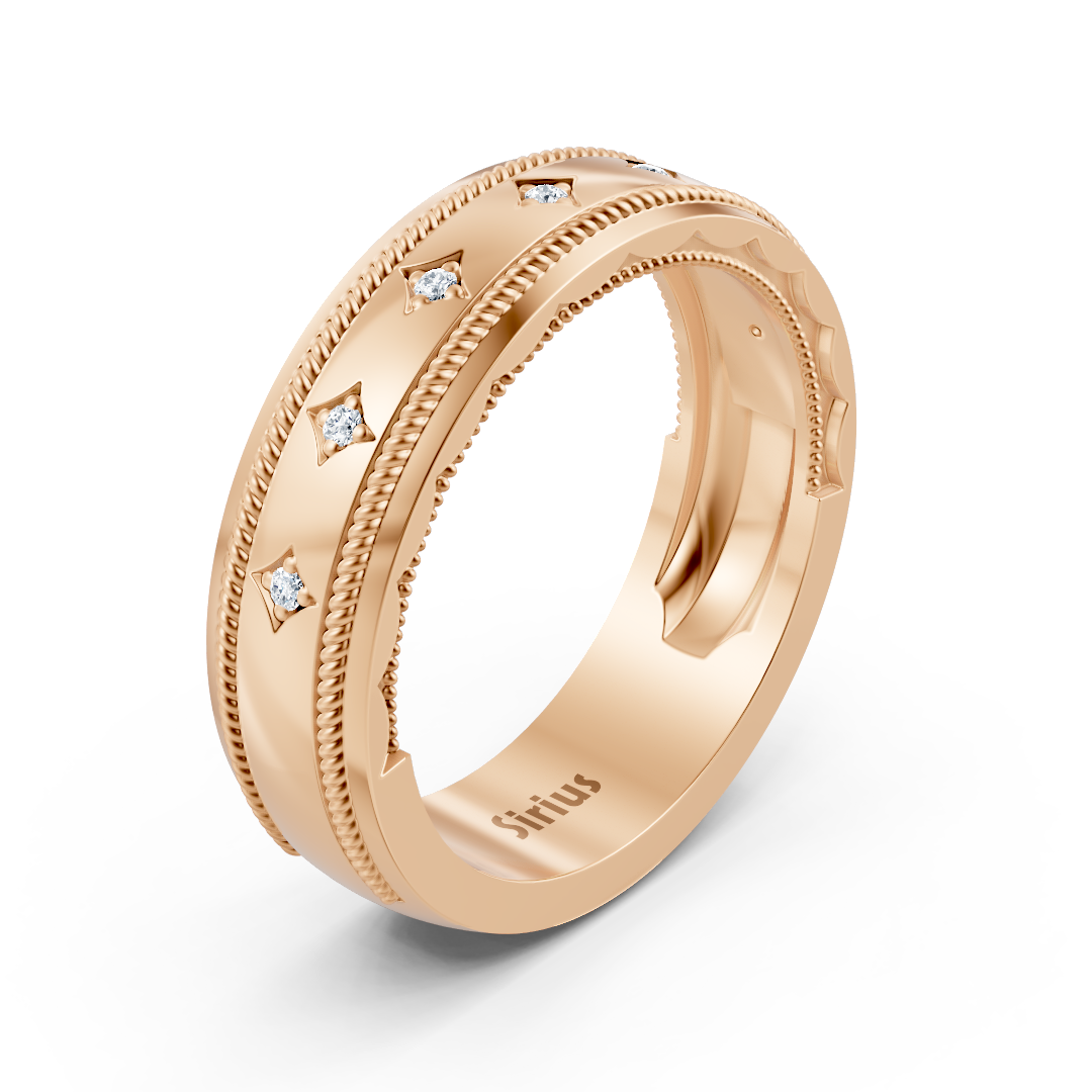 Alliance pour homme en or rose avec diamant de 0,05 carat