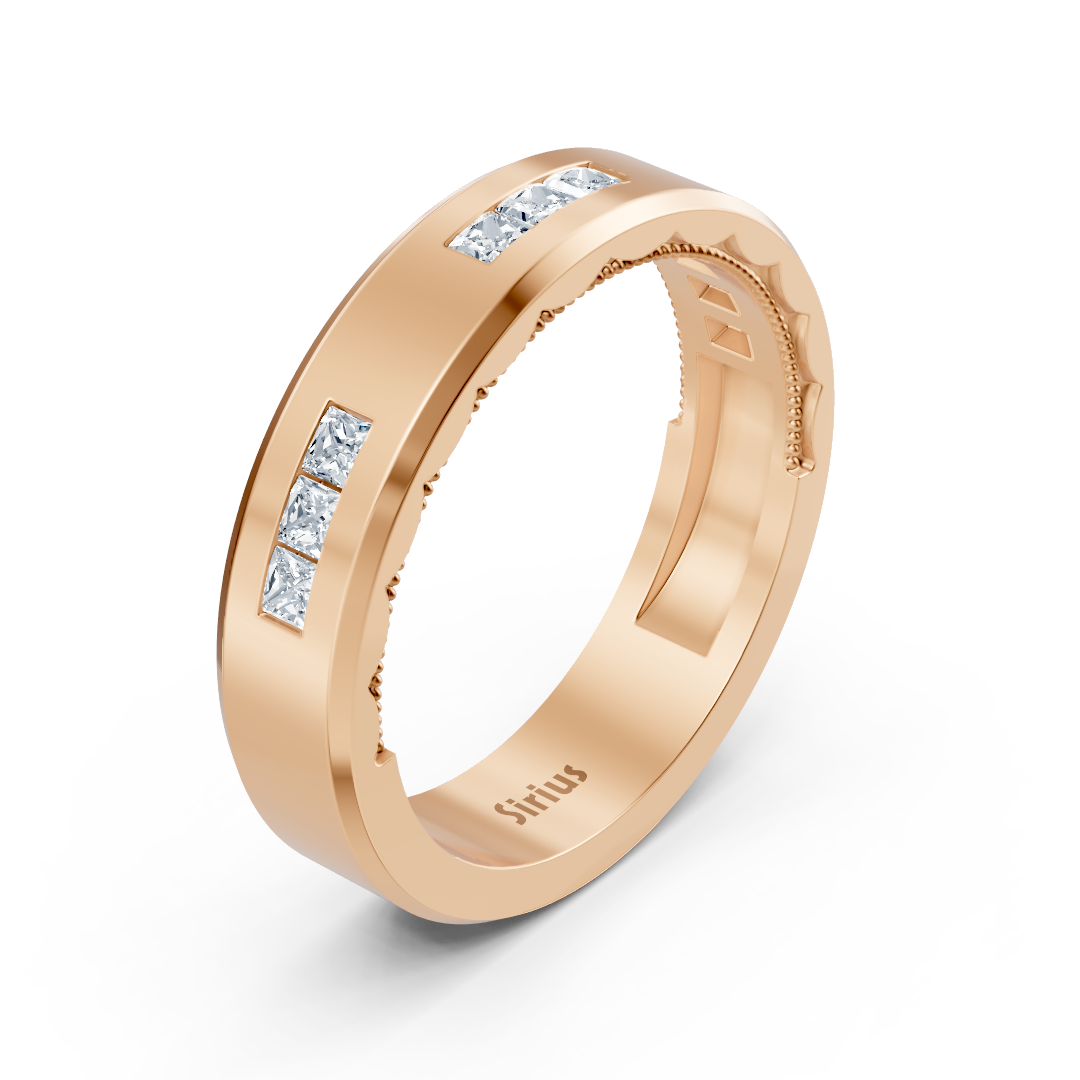 Bague en or rose avec diamant taille princesse de 0,27 carat