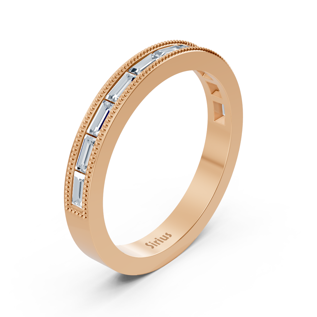 2.20 carat baguette cut moissanite half eternity ring in white gold