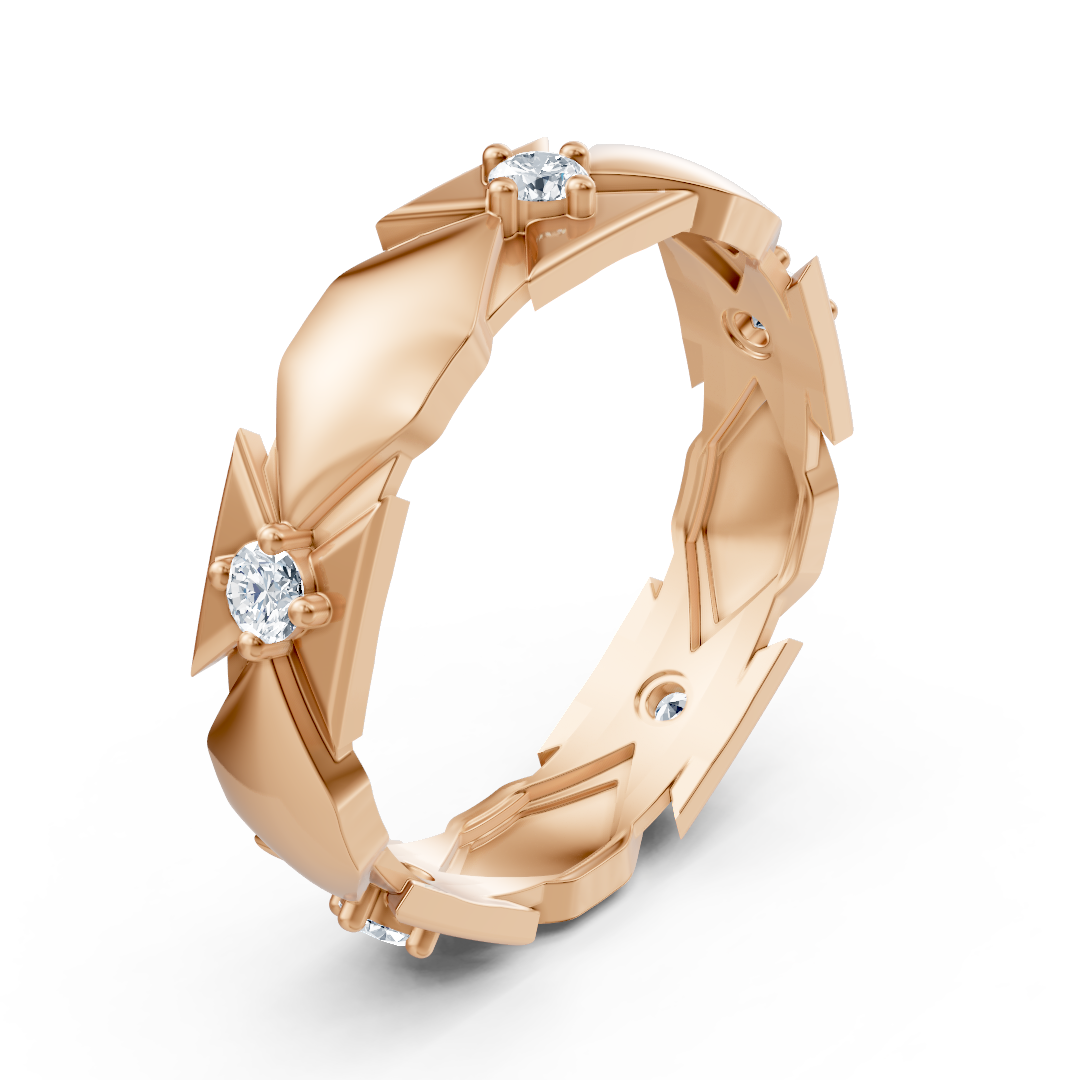 Exklusive Rosegold-Diamantring mit modernem Design
