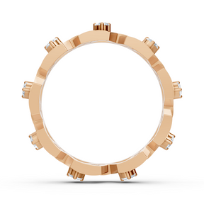 Geometric rose gold ring with diamonds