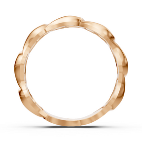 Bague élégante en or rose avec diamant et motif ondulé
