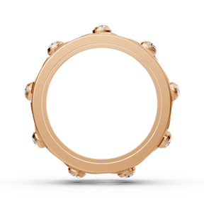Rosegold-Diamantring mit Schneeflockenmotiv – 8 Diamanten