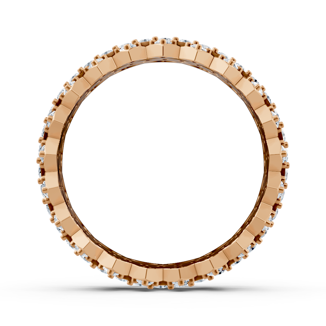 Luxurious 14K rose gold memoire ring with diamonds