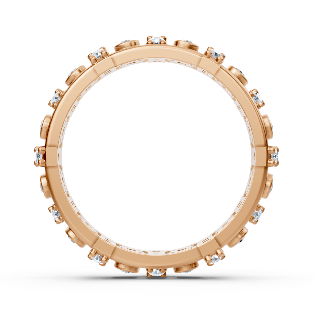 14 Karat Rosegold Diamant Memoire Ring - Moderner Damenring mit Zargen- und Krappenfassung