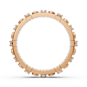 14 carat rose gold diamond memoire ring - modern ladies' ring with bezel and prong setting