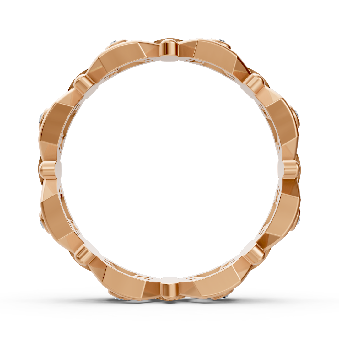 Rose gold diamond ring with geometric design