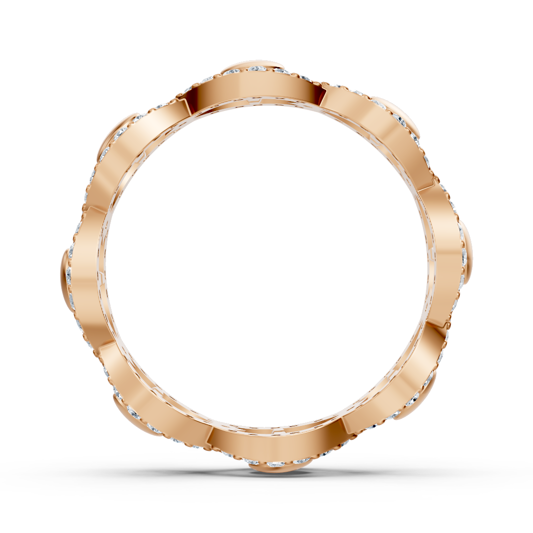 Rose gold diamond ring with intertwined design