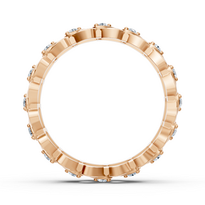 Bague élégante en or rose avec diamants – motif feuille en filigrane