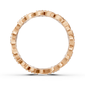 14 carat rose gold diamond band ring "Ice Flower"
